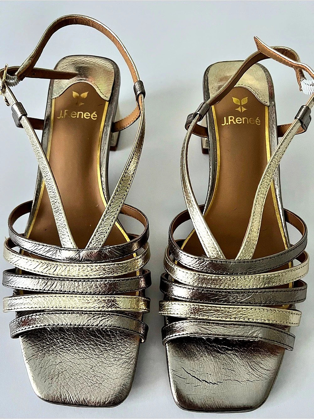J. Reneé Metallic Strappy Heels US 8.5M